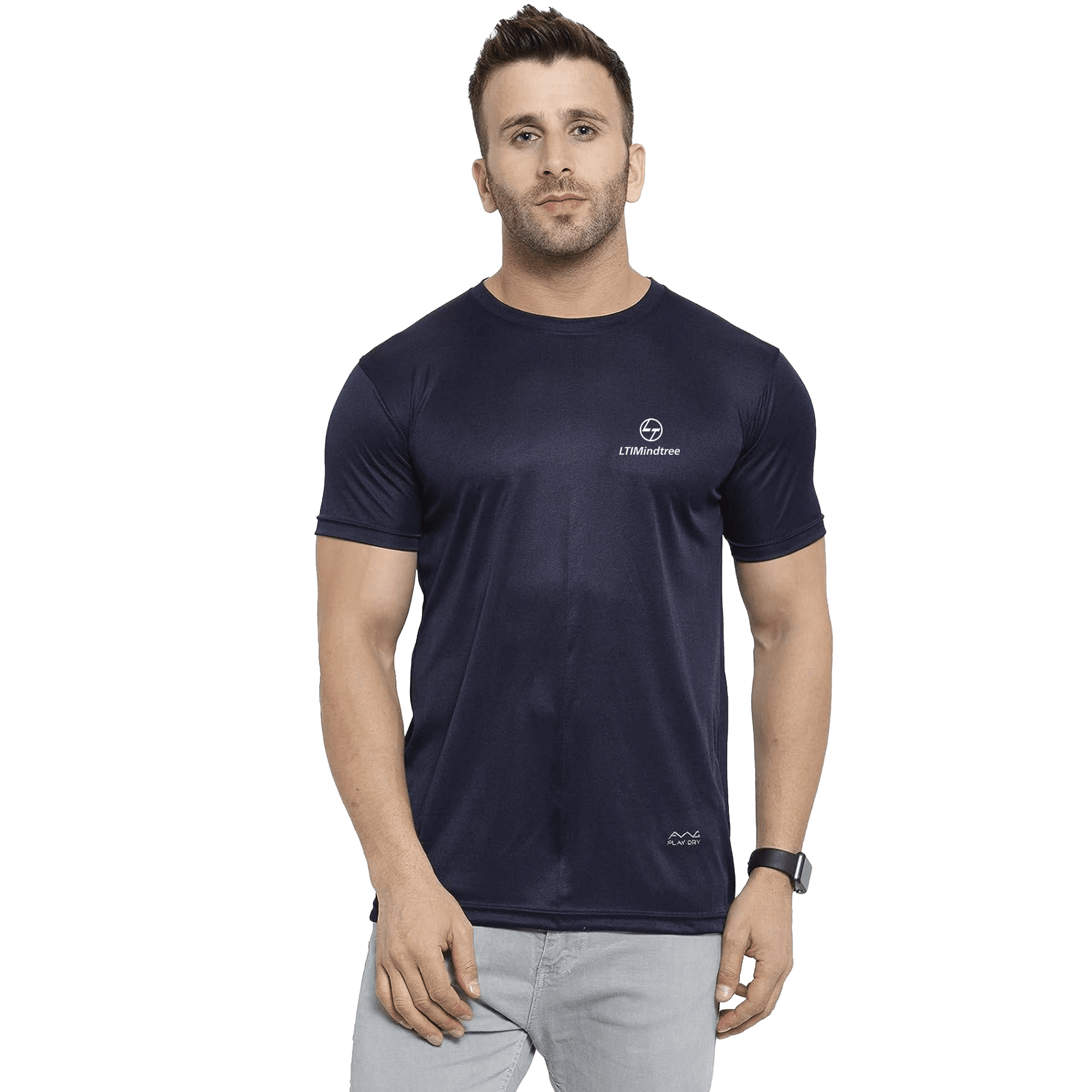 All Weather Gear Unisex Navy Blue Round Neck Dryfit T-Shirt