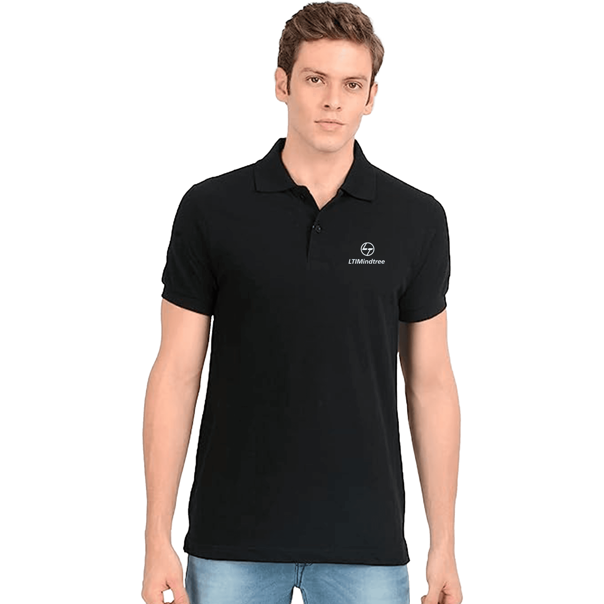 AWG Solid Polo Black T-Shirt