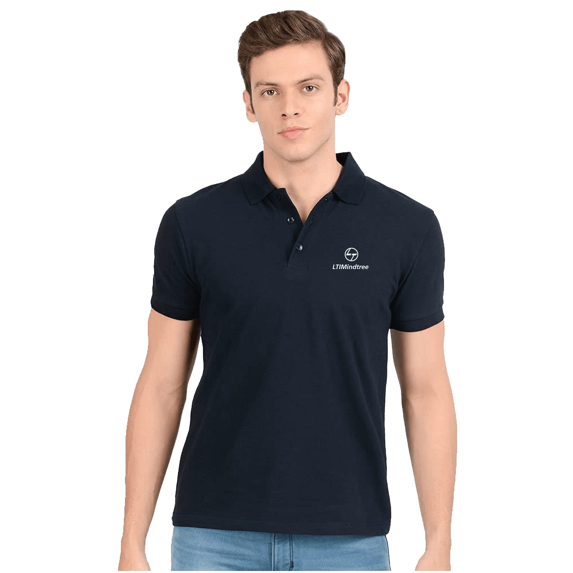 AWG Solid Polo Navy Blue T-Shirt