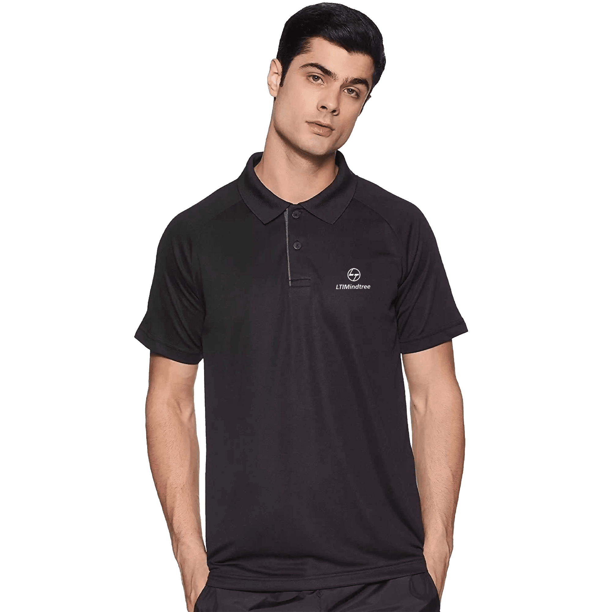 Adidas Men Solid Polo Neck Black T Shirt