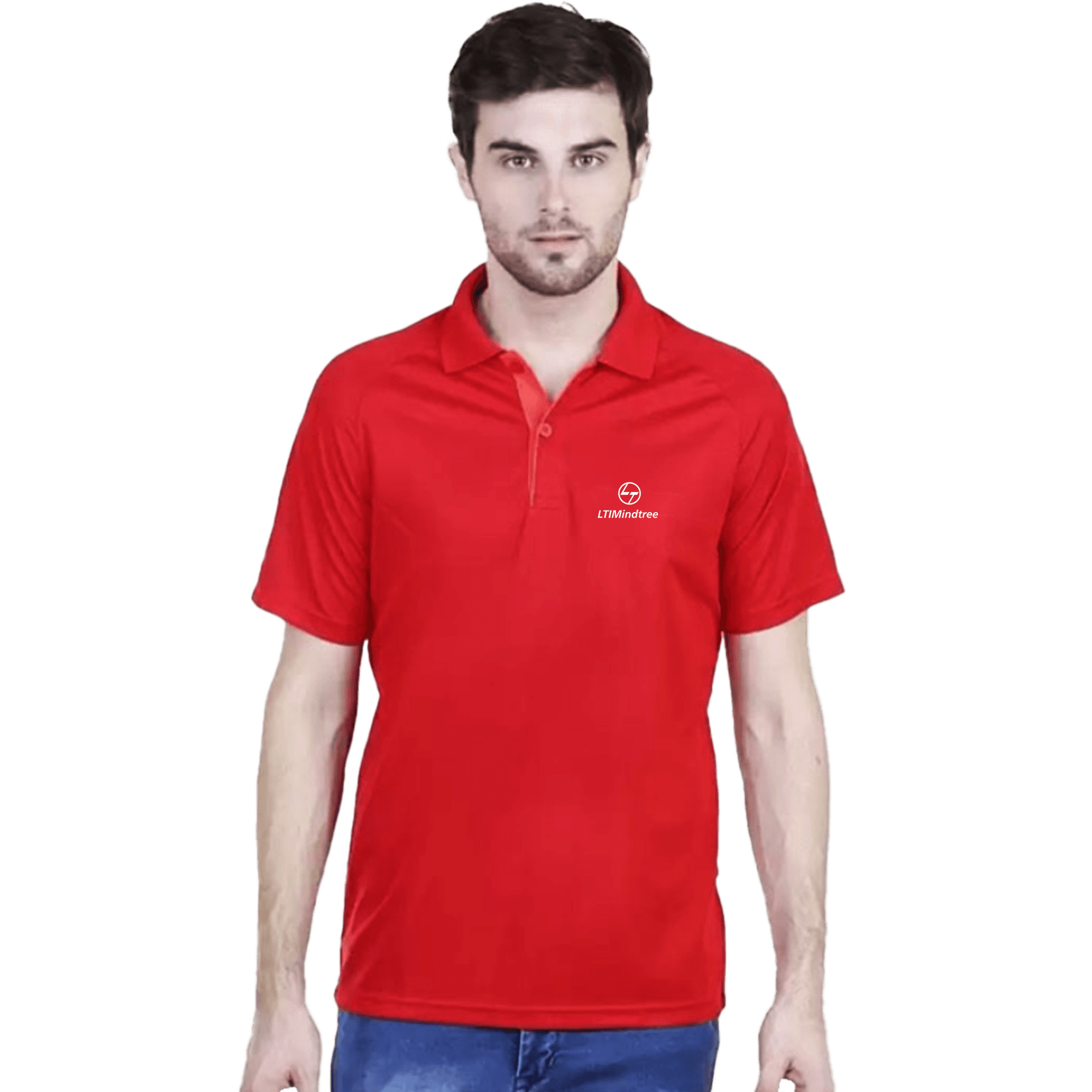 Adidas Men Solid Polo Neck Red T Shirt