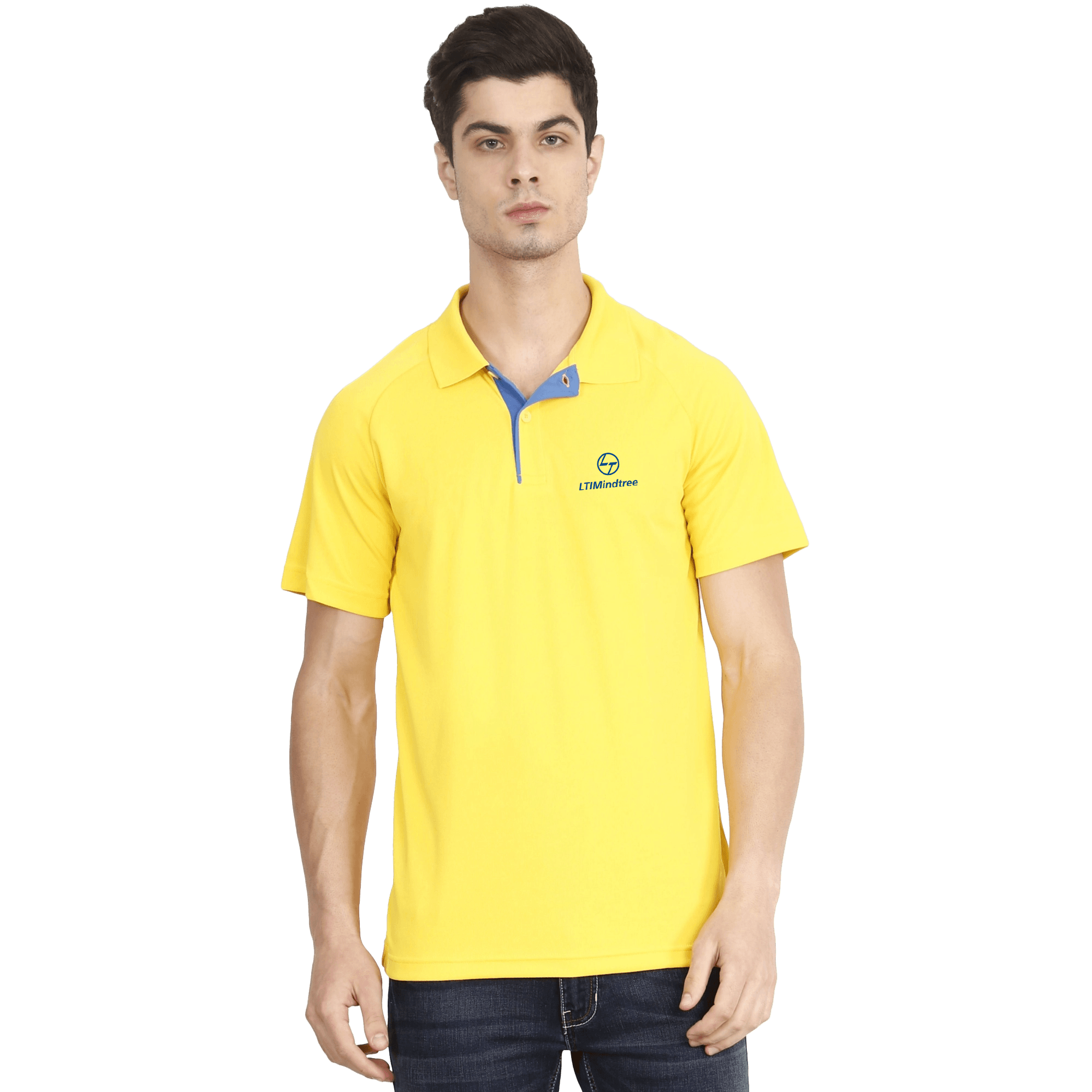 Adidas Men Solid Polo Neck Yellow T Shirt