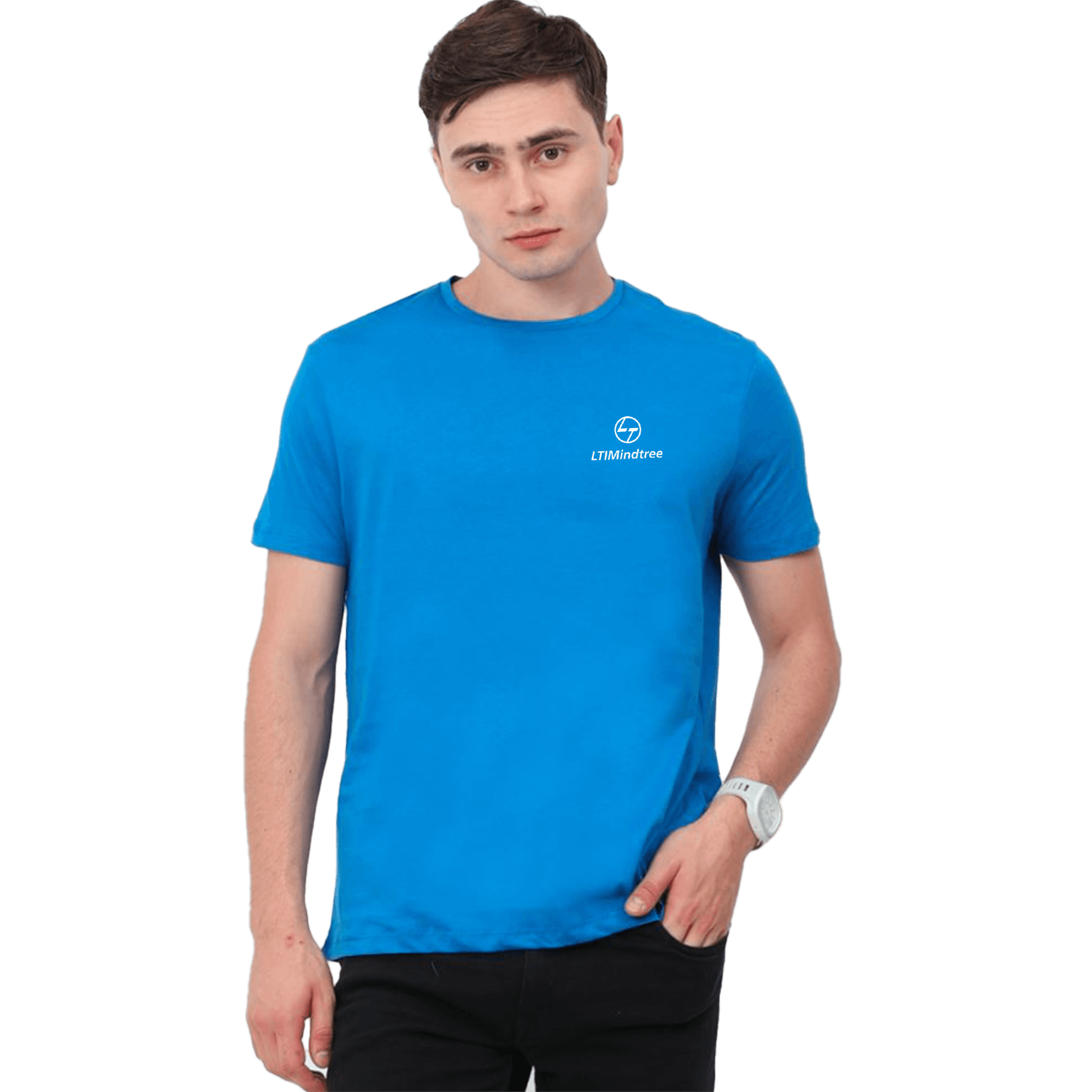 Rare Rabbit Atlantic Blue Round Neck Liquid Cotton T-Shirt