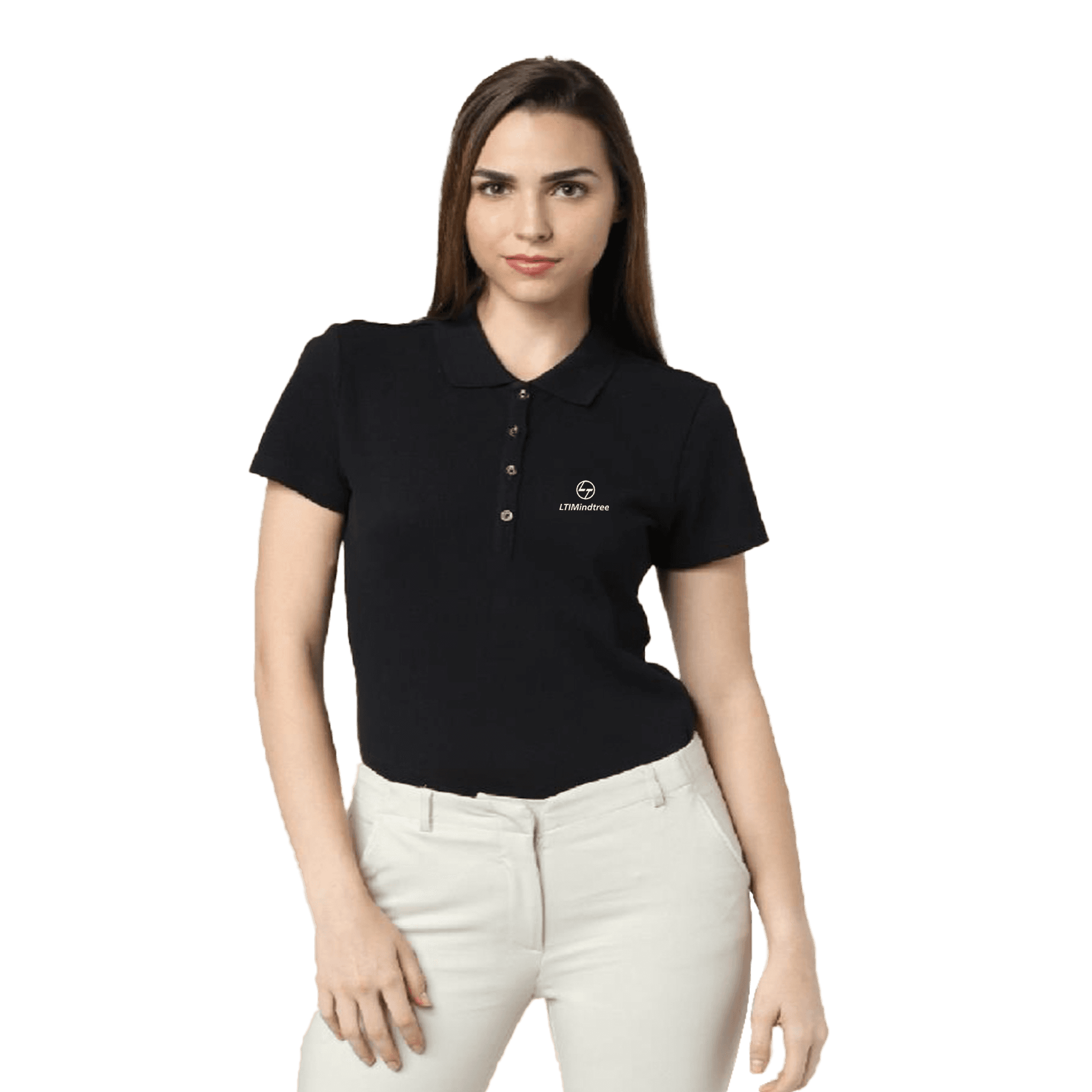 Vero Moda Solid Polo Women T-Shirt Black